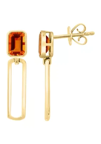 Citrine Drop Earrings in 14K Yellow Gold