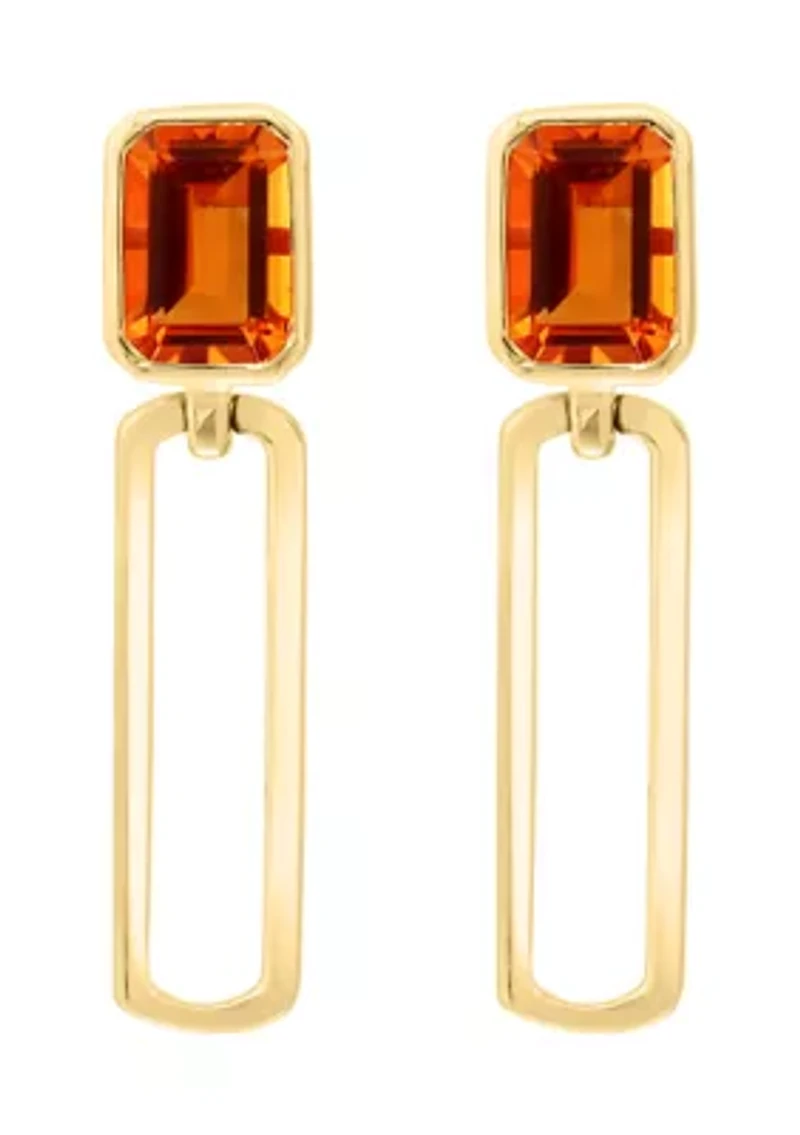 Citrine Drop Earrings in 14K Yellow Gold