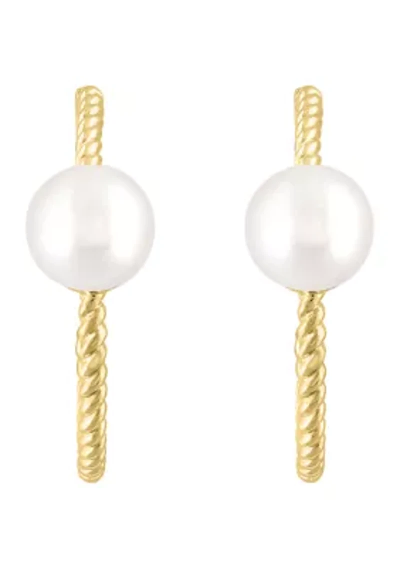 Freshwater Pearl Hoop Earrings in 14K Yellow Gold