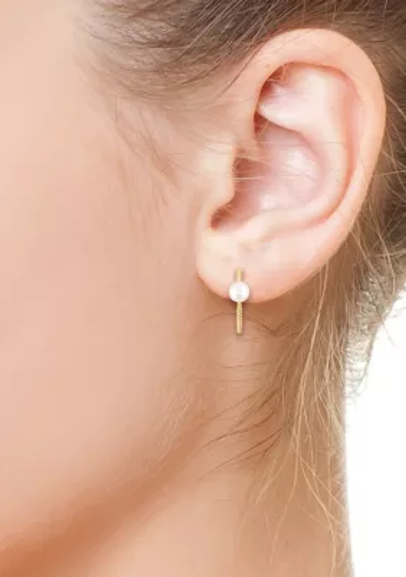 Freshwater Pearl Hoop Earrings in 14K Yellow Gold