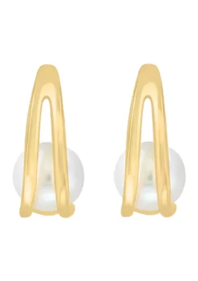 Freshwater Pearl Earrings in 14K Yellow Gold