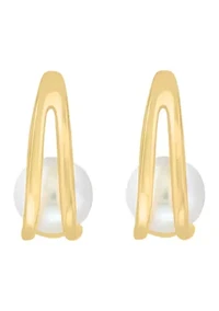 Freshwater Pearl Earrings in 14K Yellow Gold