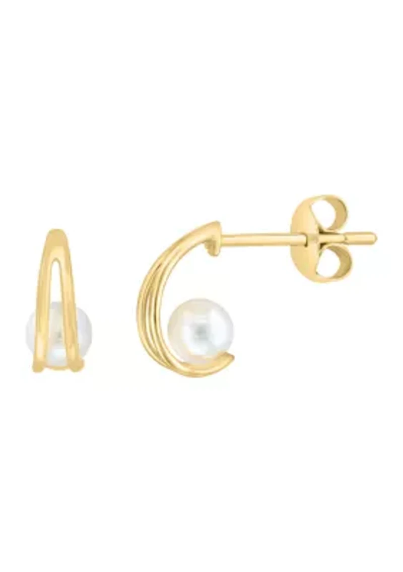 Freshwater Pearl Earrings in 14K Yellow Gold