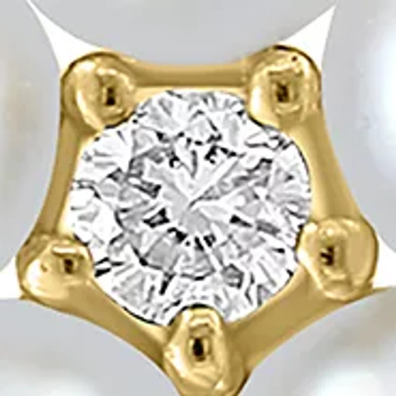 1/10 ct. t.w. Diamond, Freshwater Pearl Earrings in 14K Yellow Gold