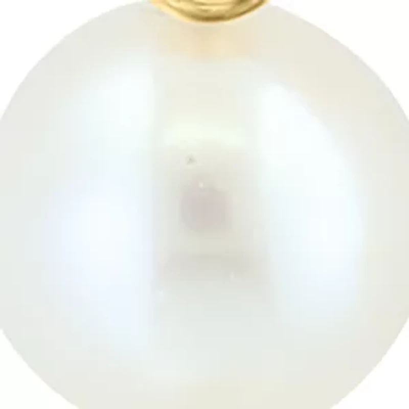 1/10 ct. t.w. Diamond, Freshwater Pearl Earrings in 14K Yellow Gold