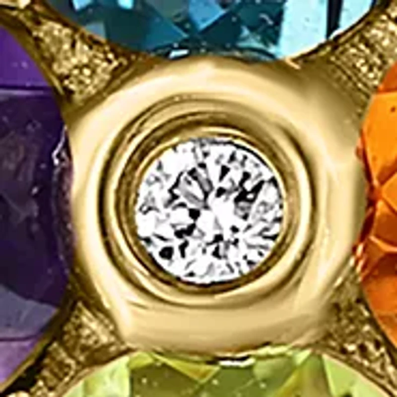 14K Yellow Gold Diamond, Amethyst, London Blue Topaz, Citrine, Peridot Earrings