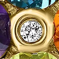 14K Yellow Gold Diamond, Amethyst, London Blue Topaz, Citrine, Peridot Earrings