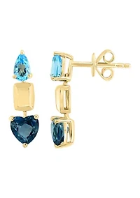 1.9 ct. t.w. Blue Topaz and London Blue Topaz Earrings in 14K Yellow Gold