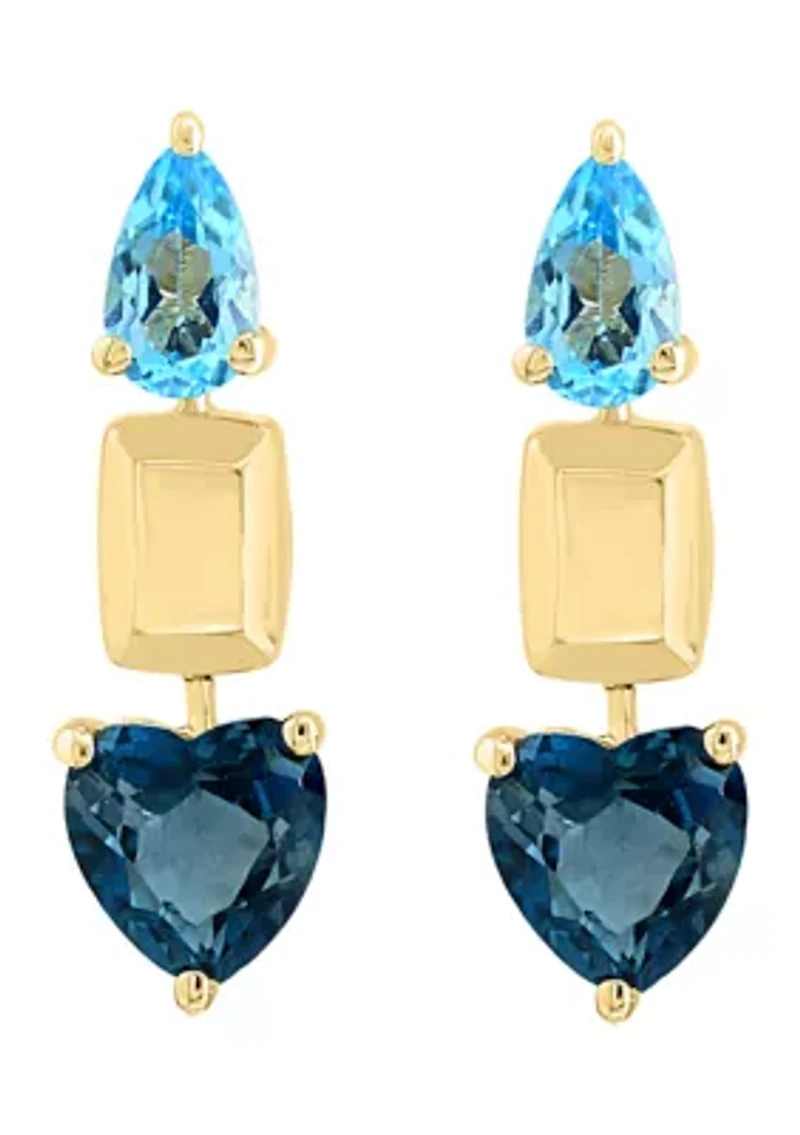 1.9 ct. t.w. Blue Topaz and London Blue Topaz Earrings in 14K Yellow Gold