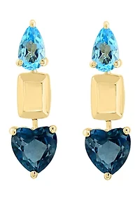 1.9 ct. t.w. Blue Topaz and London Blue Topaz Earrings in 14K Yellow Gold