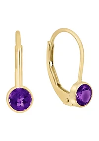 14K Yellow Gold Amethyst Earrings