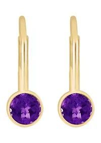 14K Yellow Gold Amethyst Earrings
