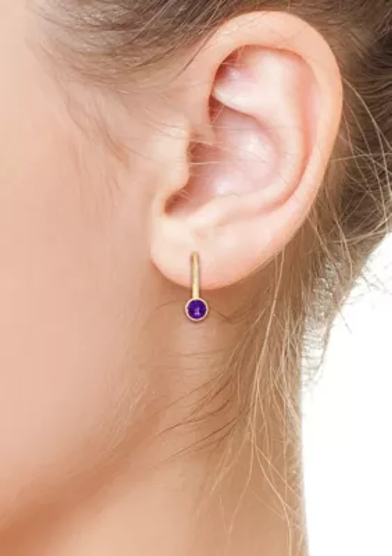 14K Yellow Gold Amethyst Earrings
