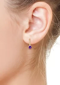 14K Yellow Gold Amethyst Earrings