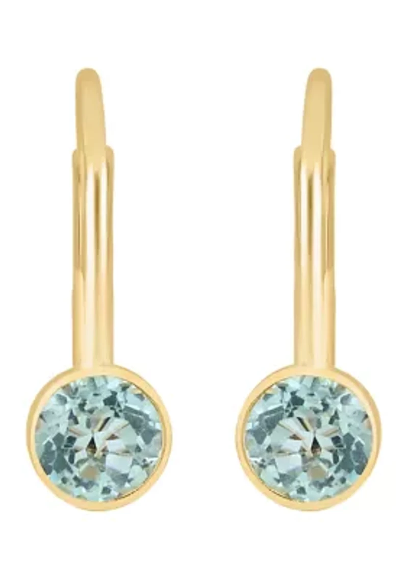 14K Yellow Gold Blue Topaz Earrings