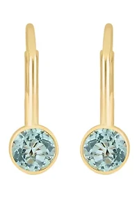 14K Yellow Gold Blue Topaz Earrings