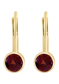 14K Yellow Gold Garnet Earrings