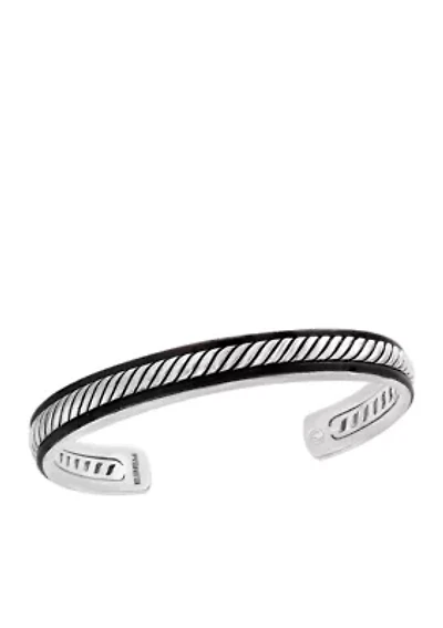 Men's Sterling Silver Leather Bracelet 