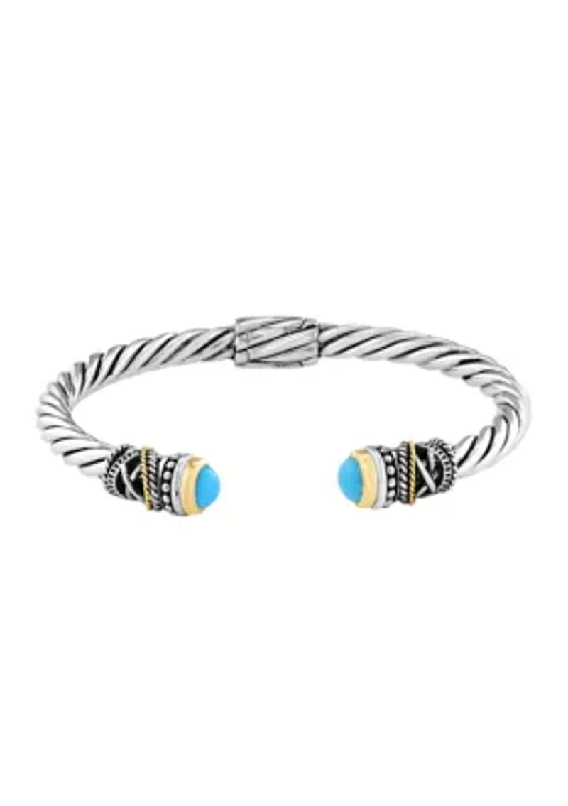 Sterling Silver 18K Yellow Gold Turquoise Bangle