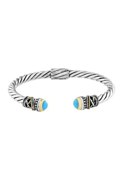 Sterling Silver 18K Yellow Gold Turquoise Bangle