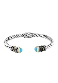 Sterling Silver 18K Yellow Gold Turquoise Bangle 