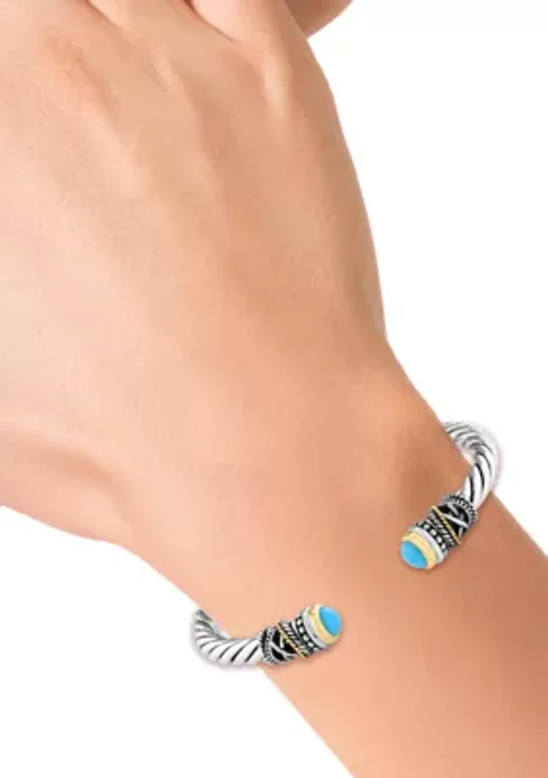 Sterling Silver 18K Yellow Gold Turquoise Bangle