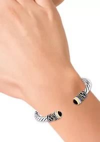 Sterling Silver 18K Yellow Gold  Onyx Bangle