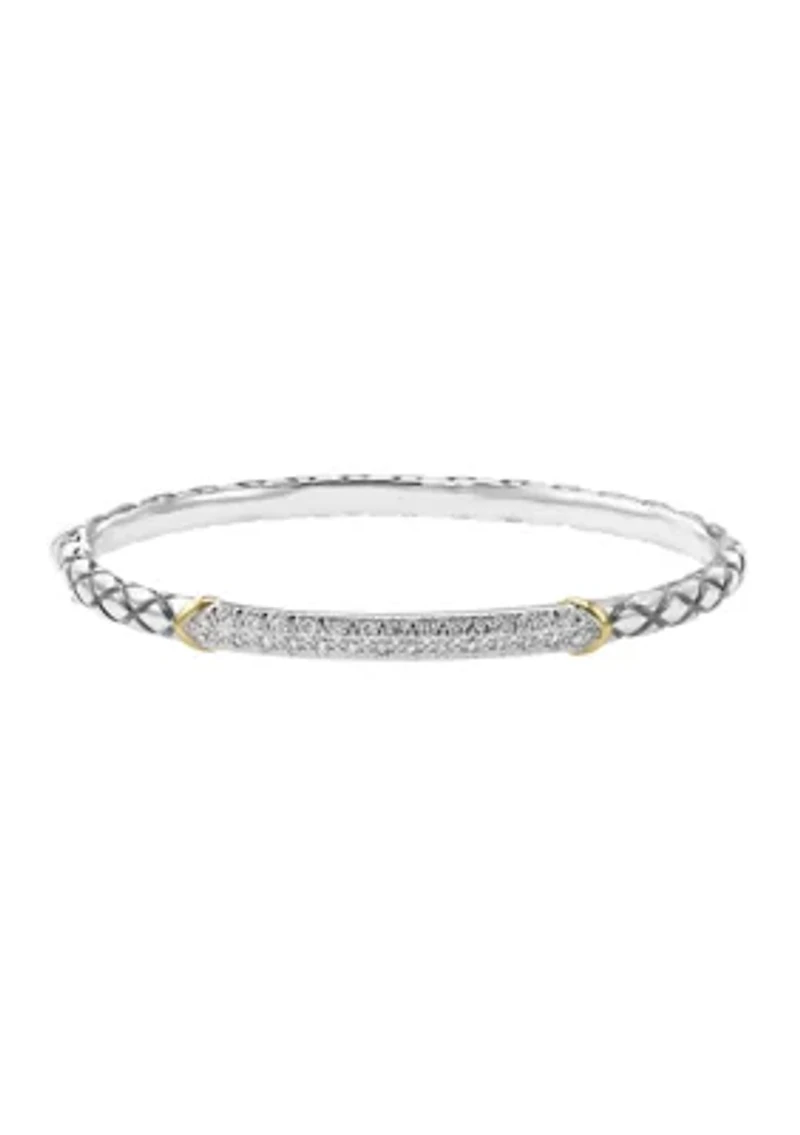 Diamond Bangle in 14K Yellow Gold and Sterling Silver