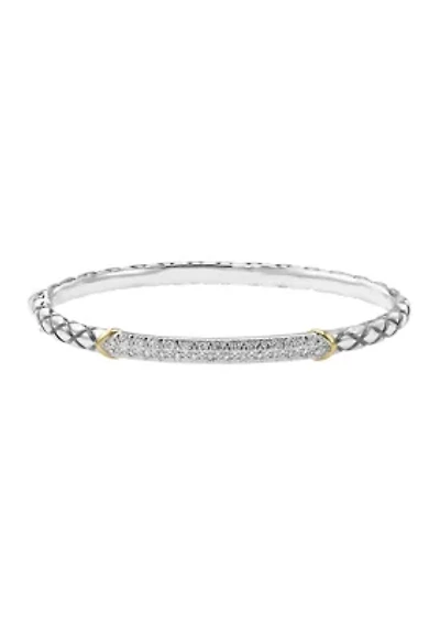 Diamond Bangle in 14K Yellow Gold and Sterling Silver