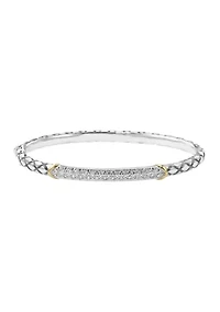 Diamond Bangle in 14K Yellow Gold and Sterling Silver