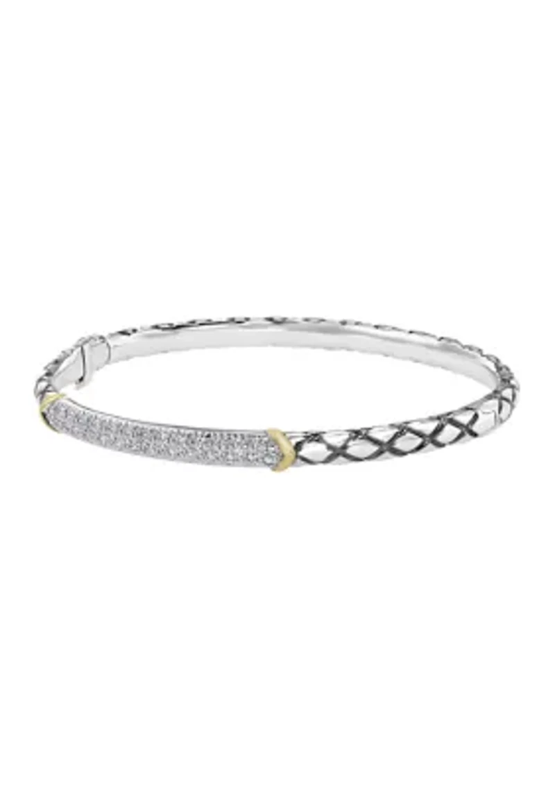 Diamond Bangle in 14K Yellow Gold and Sterling Silver