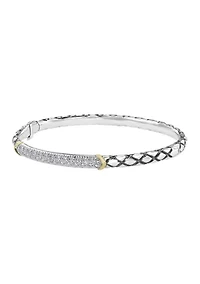 Diamond Bangle in 14K Yellow Gold and Sterling Silver