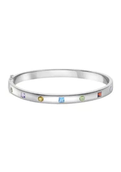 Sterling Silver Amethyst Blue Topaz Citrine Garnet Periodt Bangle