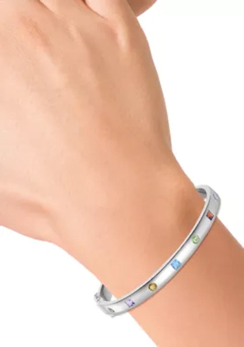 Sterling Silver Amethyst Blue Topaz Citrine Garnet Periodt Bangle