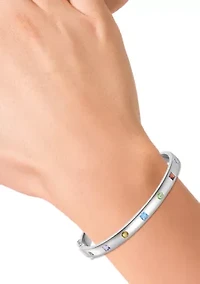 Sterling Silver Amethyst Blue Topaz Citrine Garnet Periodt Bangle