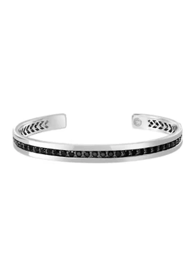 Sterling Silver Black Spinel Bangle