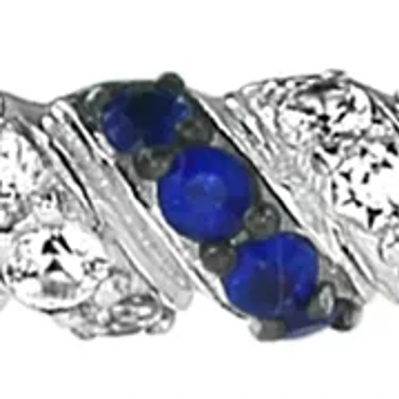 Sterling Silver Sapphire White Sapphire Bangle