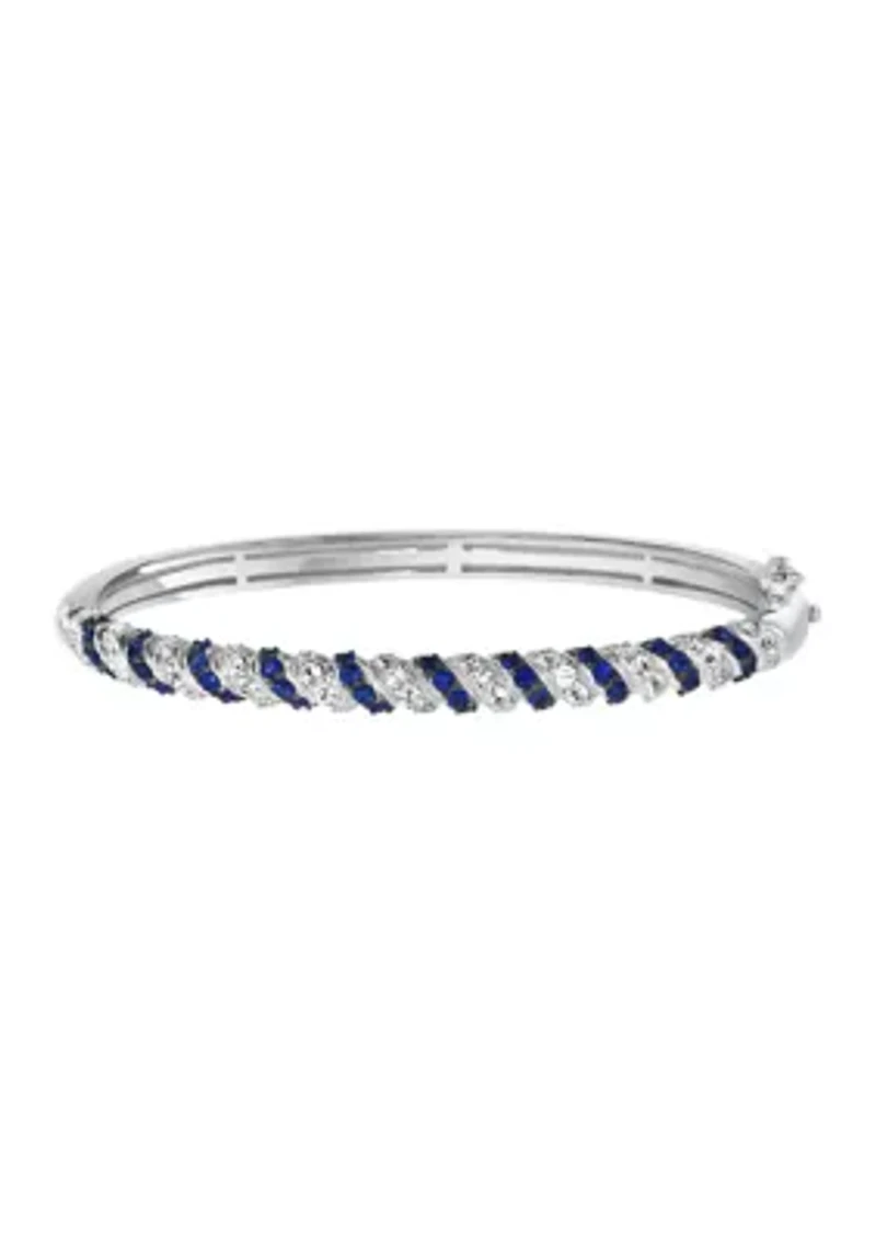 Sterling Silver Sapphire White Sapphire Bangle