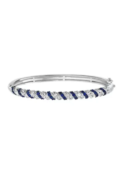 Sterling Silver Sapphire White Sapphire Bangle
