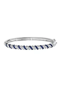 Sterling Silver Sapphire White Sapphire Bangle