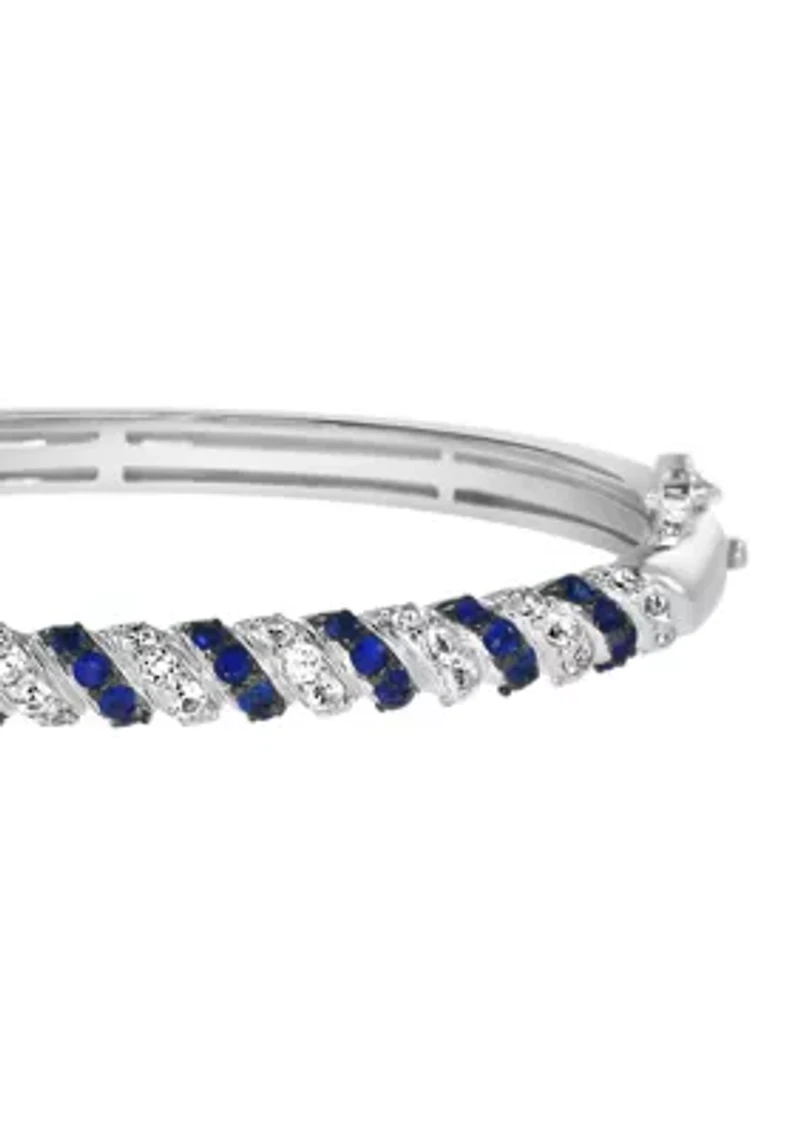 Sterling Silver Sapphire White Sapphire Bangle