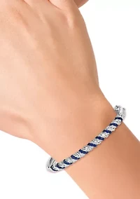 Sterling Silver Sapphire White Sapphire Bangle