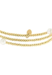 14K Yellow Gold Freshwater Pearl Adjustable Bracelet 