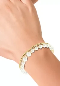 14K Yellow Gold Freshwater Pearl Adjustable Bracelet 