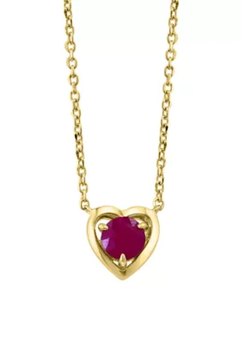 925 Gold Plated Silver Ruby Necklace 
