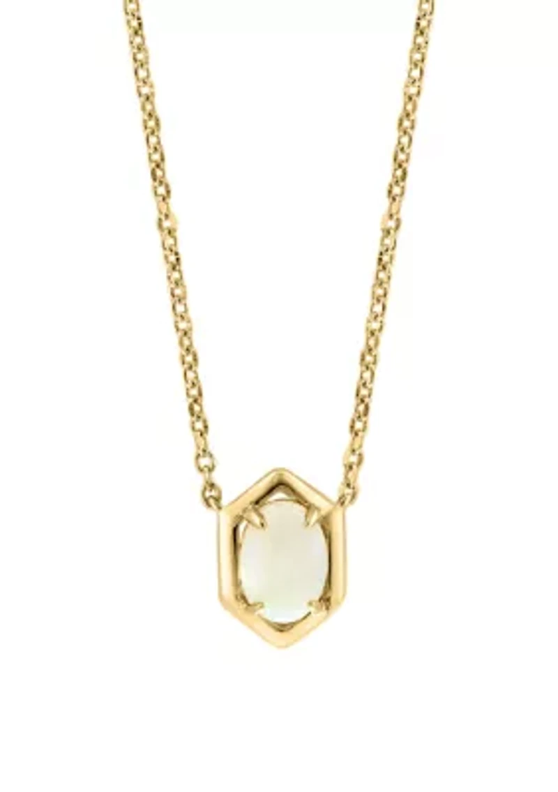 925 Gold Plated Silver Opal Oval Necklace 