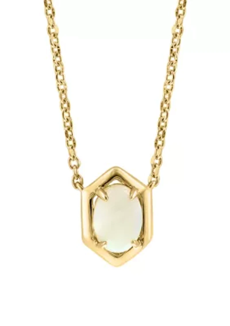 925 Gold Plated Silver Opal Oval Necklace 