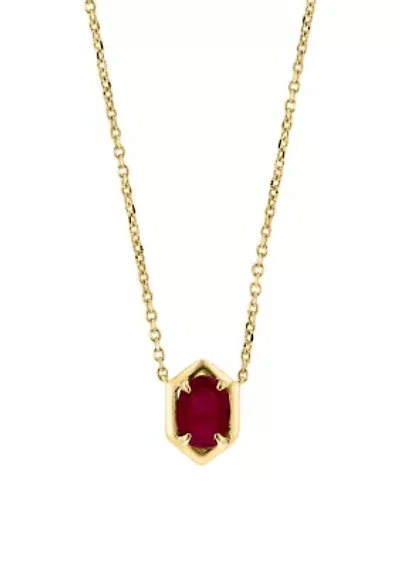 925 Gold Plated Silver Ruby Oval Necklace 