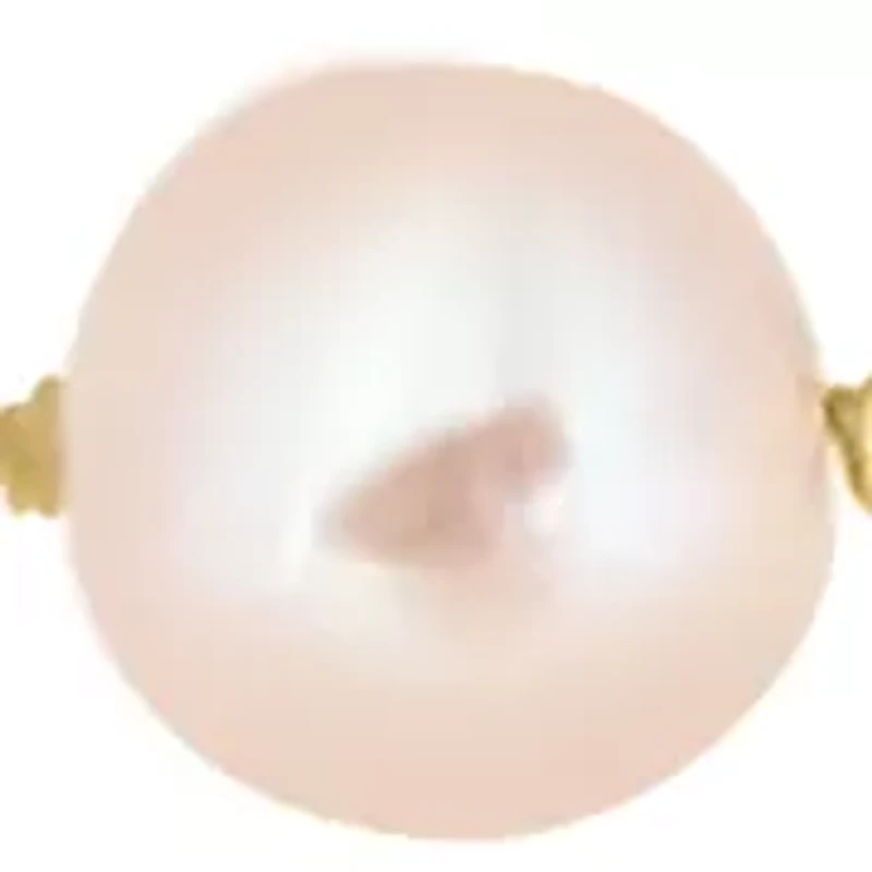 Peach Freshwater Pearl Necklace in Gold Plated Over Sterling Silver 