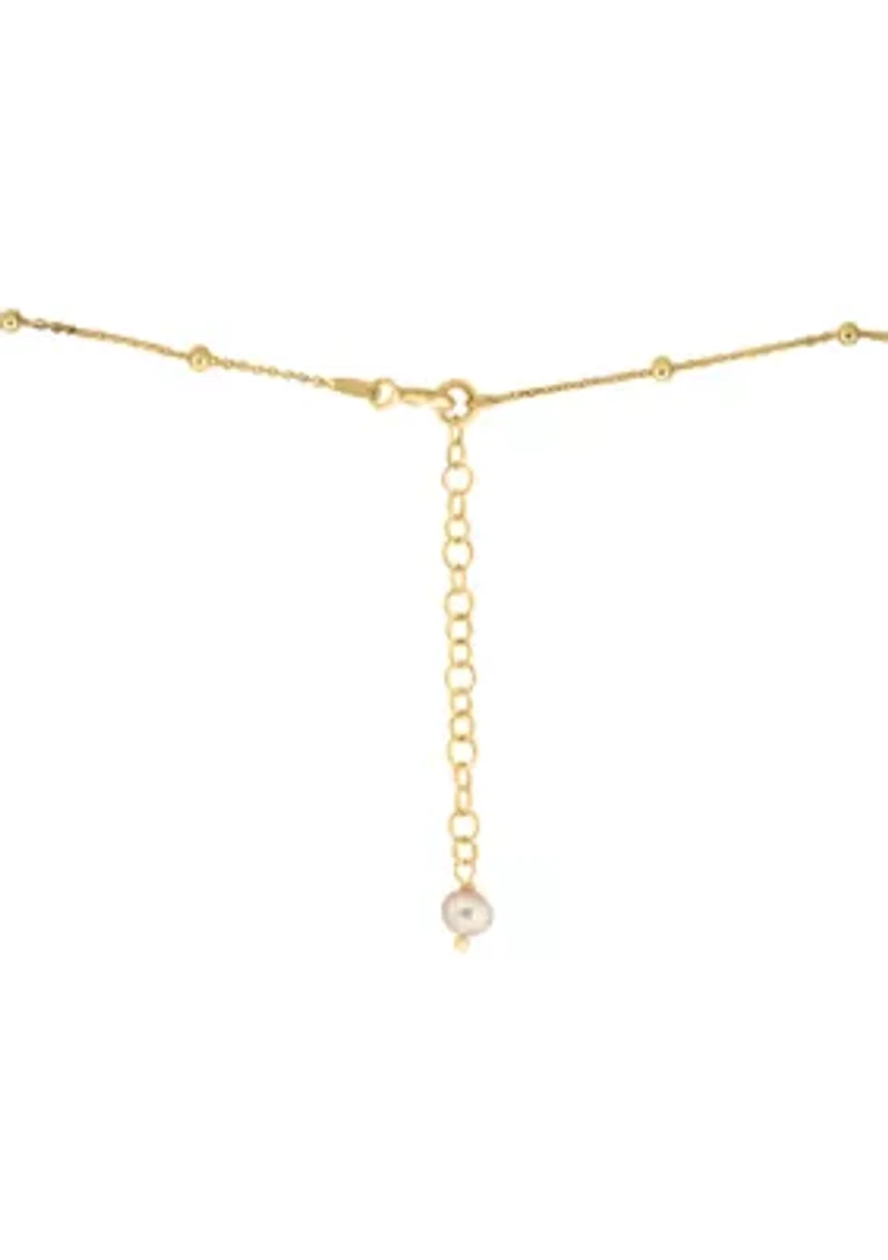 Peach Freshwater Pearl Necklace in Gold Plated Over Sterling Silver 